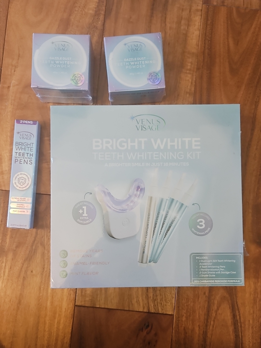 Bright White Teeth Whitening Kit - 2 Pack Pens And Whitening Powder